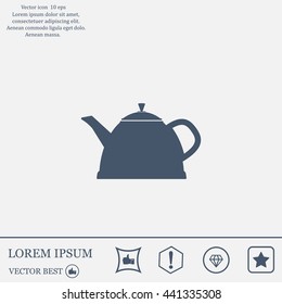 Teapot kettle on isolated, vector illustration