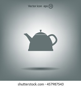 Teapot kettle on isolated, vector illustration