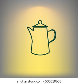 Teapot kettle on isolated, vector illustration