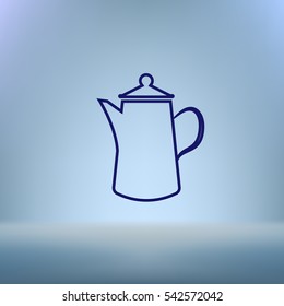 Teapot kettle on isolated, vector illustration