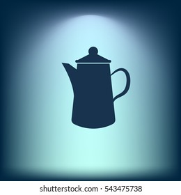 Teapot kettle on isolated, vector illustration