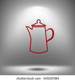 Teapot kettle on isolated, vector illustration