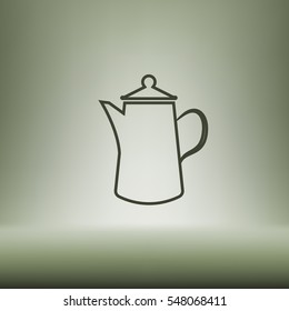 Teapot kettle on isolated, vector illustration