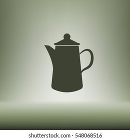 Teapot kettle on isolated, vector illustration