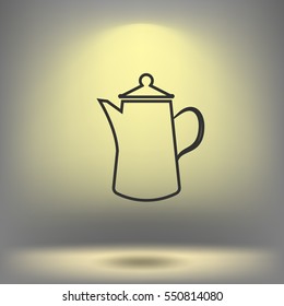 Teapot kettle on isolated, vector illustration