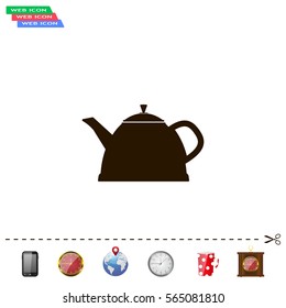 Teapot kettle on isolated, vector illustration