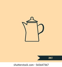 Teapot kettle on isolated, vector illustration