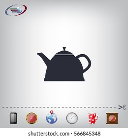 Teapot kettle on isolated, vector illustration