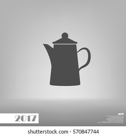 Teapot kettle on isolated, vector illustration