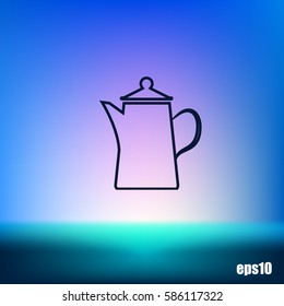 Teapot kettle on isolated, vector illustration