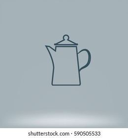 Teapot kettle on isolated, vector illustration
