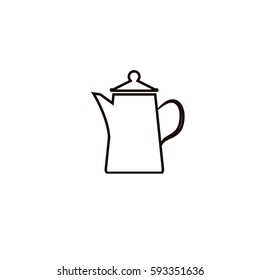 Teapot kettle on isolated, vector illustration