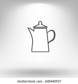 Teapot kettle on isolated, vector illustration