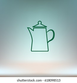 Teapot kettle on isolated, vector illustration