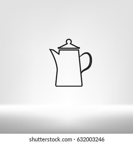 Teapot kettle on isolated, vector illustration