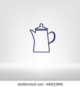 Teapot kettle on isolated, vector illustration
