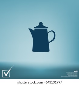 Teapot kettle on isolated, vector illustration