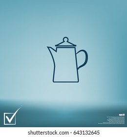 Teapot kettle on isolated, vector illustration