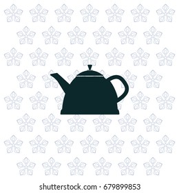 Teapot kettle on isolated, vector illustration