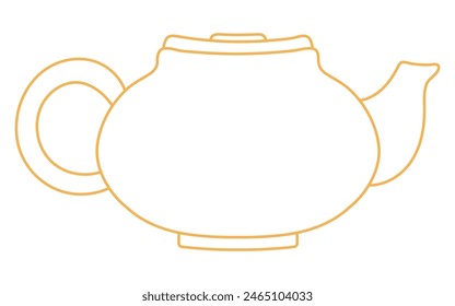 Teapot, kettle outline hand drawn illustration. Dragon Boat Festival, Mid Autumn Festival, traditional holiday clip art, card, banner, poster element. Asian style design, isolated vector.