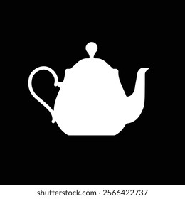 Teapot , kettle, tea kettle icon isolated on black background. Vector illustration.