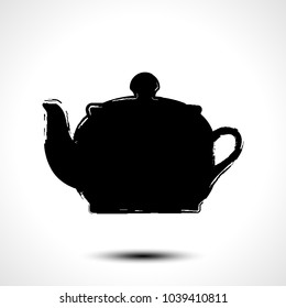 Teapot , kettle, tea kettle silhouette stylized vector sketch on white background