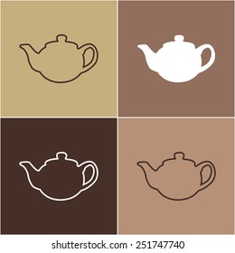 Teapot , kettle, tea kettle vector  icon set.