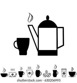 Teapot Kettle Trendy Icon Isolated on White Background. Vector illustration