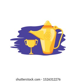 teapot lamp with chalice ramadan kareem vector illustration design