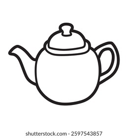 teapot large lid black and white vector facing left