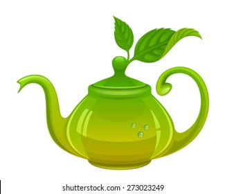 Teapot with leaves
