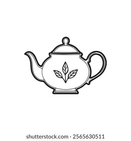 A teapot with leaves on it