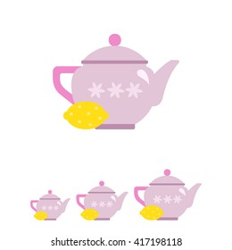 Teapot with lemon icon