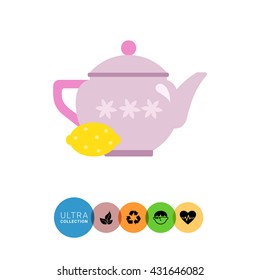 Teapot with lemon icon