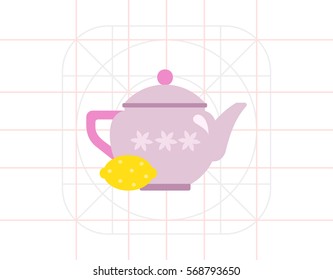 Teapot with lemon icon