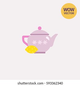 Teapot with lemon icon