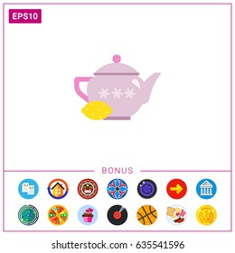 Teapot with lemon icon