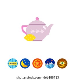 Teapot with lemon icon