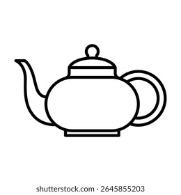 Teapot with lid. Kitchenware icon. Line vector kitchen utensil and tool. Cutlery illustration