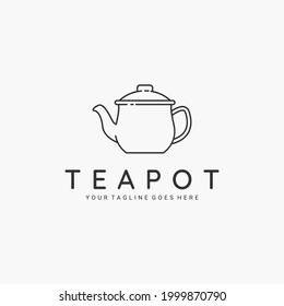 Teapot line art minimalist logo vector illustration design
