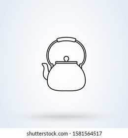 The teapot. Line art Tea symbol Simple vector modern icon design illustration.