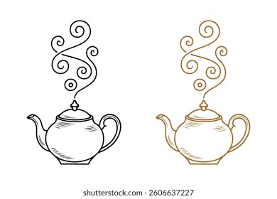 Teapot line art vector illustration.