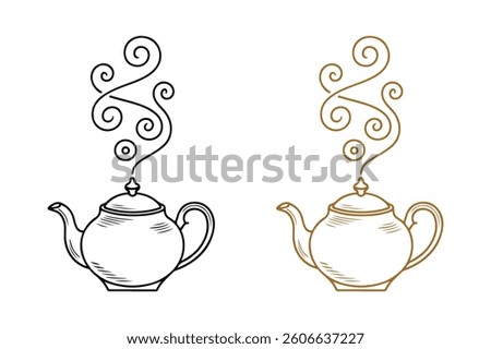 Teapot line art vector illustration.