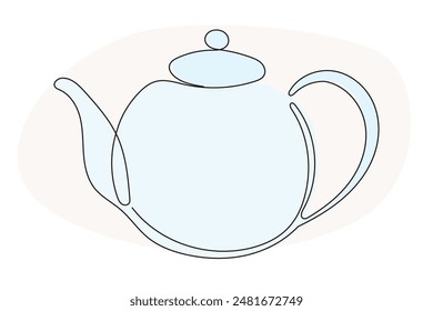 Línea de la tetera Doodle Simple Ilustración de silueta. Vector Editable Teapot Line Art One Line Symbol Design. Negro Monoline Teapot Sketch Gráfico Dibujado Imprimir Plantilla