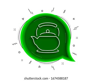 Teapot line icon. Chat bubble with shadow. Hot drink sign. Fresh beverage in kettle symbol. Thin line teapot icon. Vector