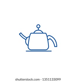 Teapot line icon concept. Teapot flat  vector symbol, sign, outline illustration.