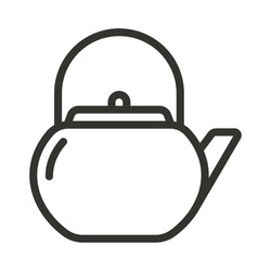 Teapot Line Icon. Hot Drinks Chinese Tea Pot Symbols Vector Illustration
