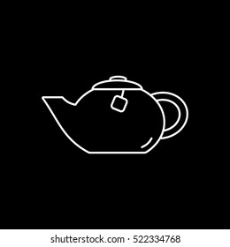 Teapot Line Icon On Black Background