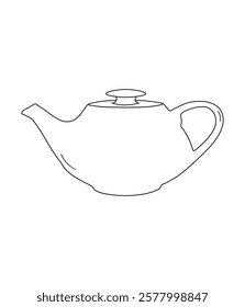 Teapot line vector art with handle isolated on white background teapot in line art style vector icon