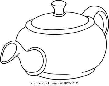 teapot  line vector illustration isolated on white background